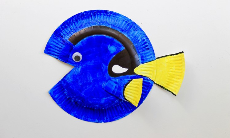 Easy Finding Dory craft: How to make a paper plate Dory