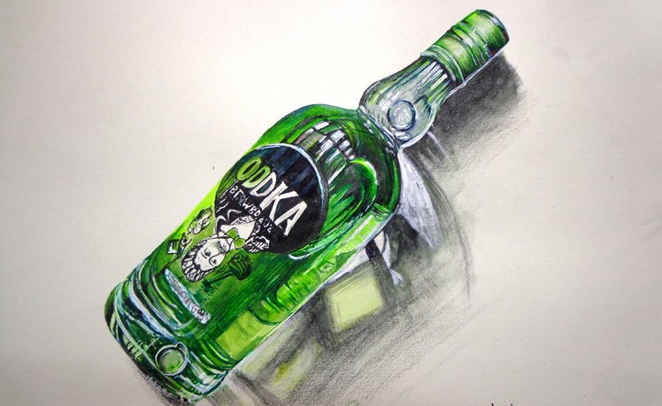 How to Draw a Vodka Battle by Watercolor 3D art drawing
