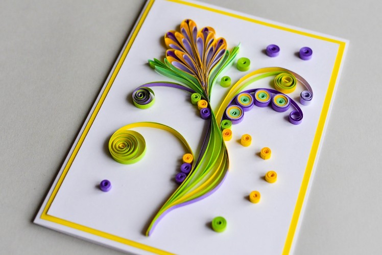 How to Make - Greeting Card Quilling Flower - Step by Step | Kartka Okolicznościowa