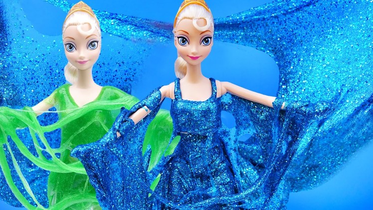 SLIME CLAY DRESS DIY How To Make Frozen Elsa Glittery Slime Dress