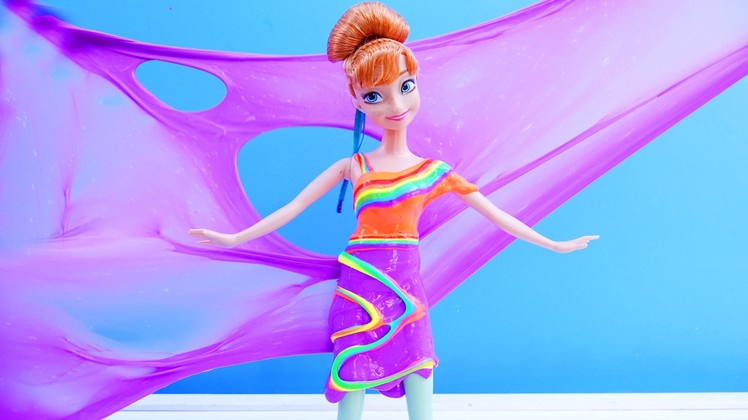 SLIME CLAY DRESS Rainbow Anna DIY How To Make Frozen Anna Slime Foam Dress