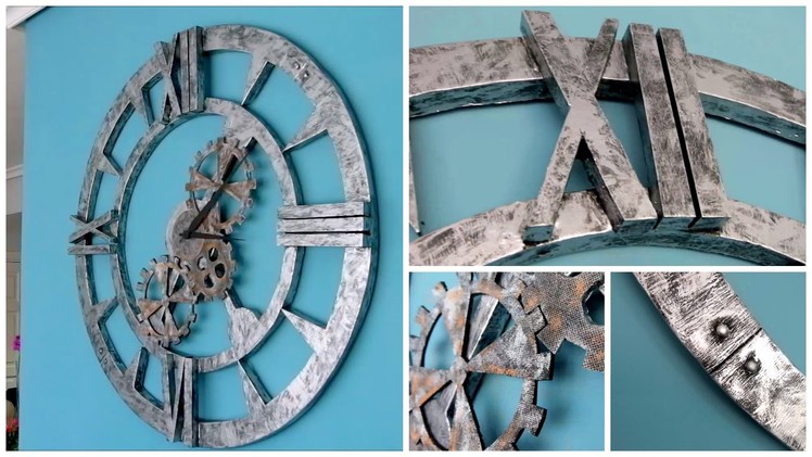DIY wall clock industrial decor style - How to make steel effect - Isa ❤️