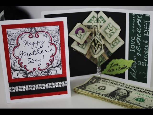 GIFT IDEAS - How to make a money rose pop-up card, origami