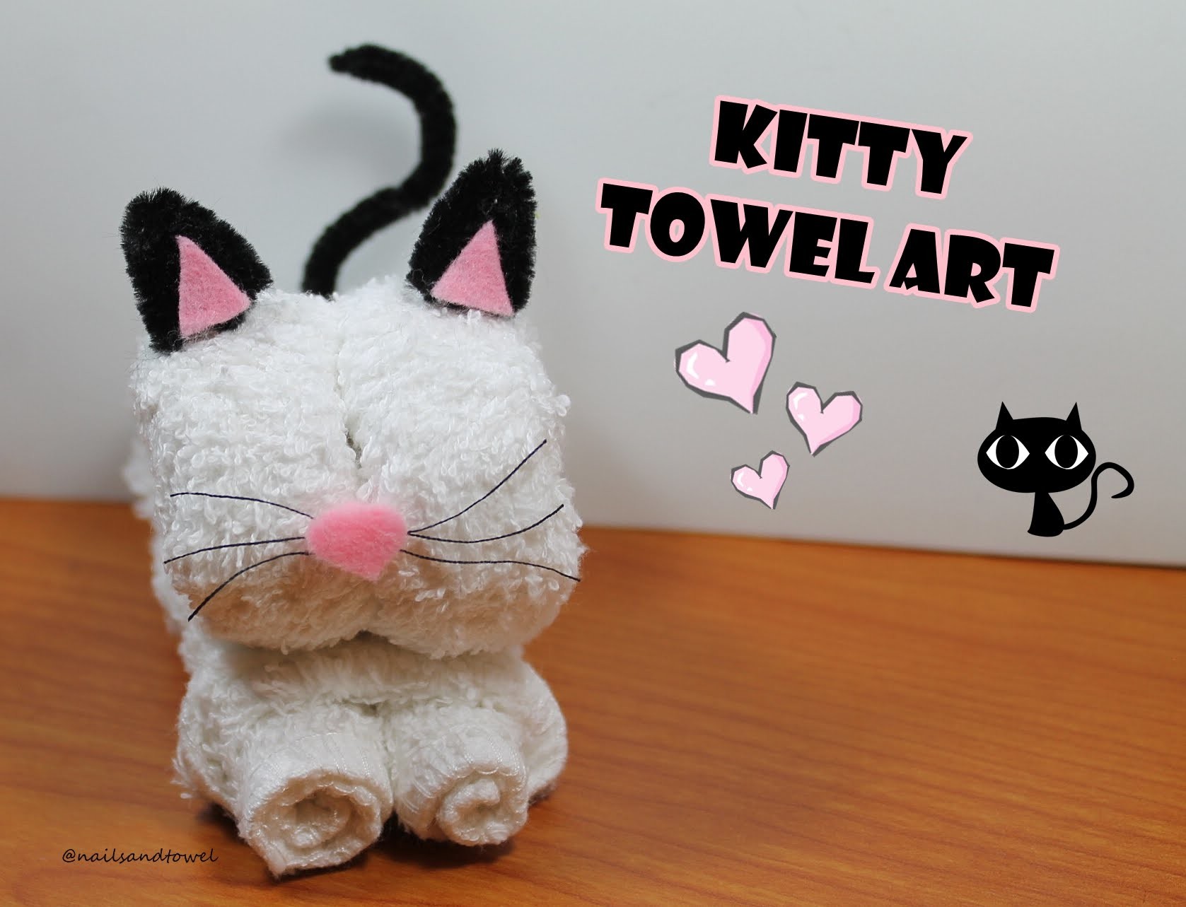 How to make a Kitty Towel Art - Video Tutorial. Como hacer un Gatito con Toalla