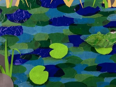 How to make a pond - simple paper collage activity for kids