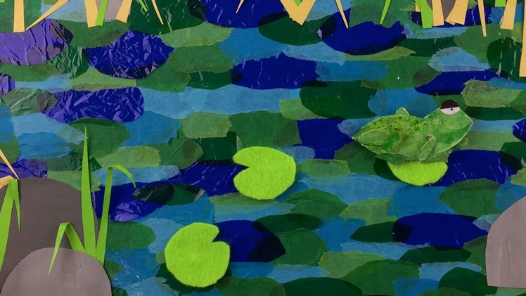 How to make a pond - simple paper collage activity for kids