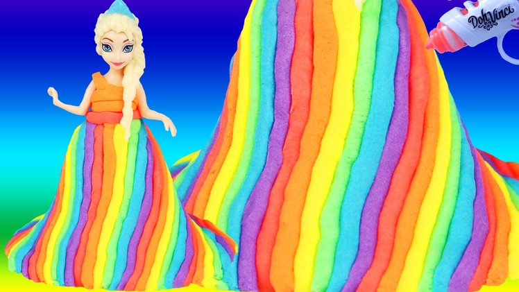 HOW TO MAKE Dohvinci Frozen Elsa Rainbow Dress Play Doh