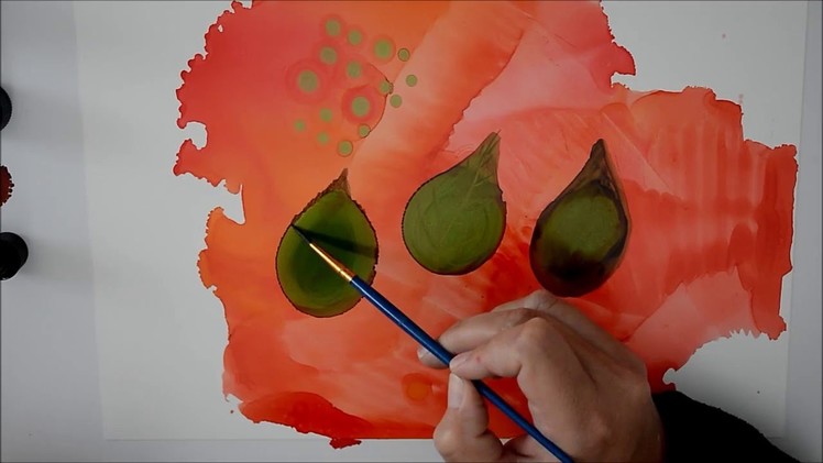 How to paint a Leaf using Alcohol Ink on Yupo - Short Demo - Quick and Easy Beginner