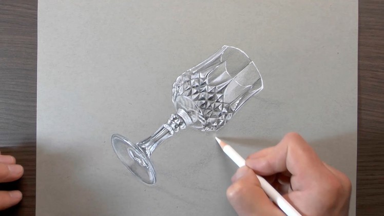 How to draw a Glass - Time Lapse 3D Drawing