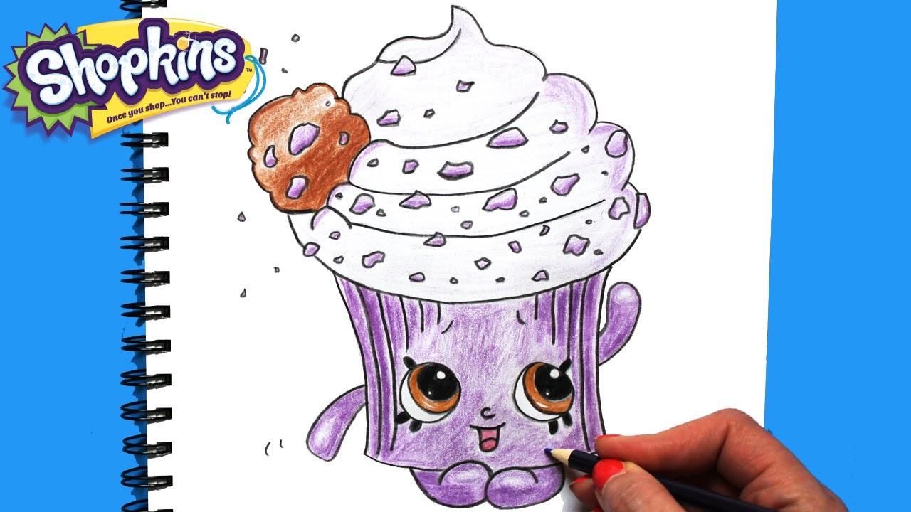 How To Draw Shopkins Season 5 Creamy Cookie Cupcake Step By Step Easy Toy Caboodle