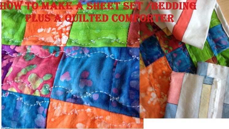 How to make a Barbie doll size sheet set. doll beding plus a quilt (doll craft)