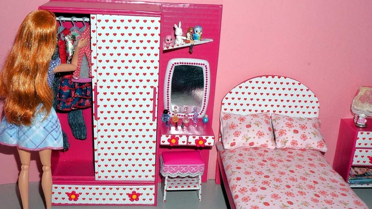 How to make a wardrobe with a dressing.vanity table for dolls - miniature crafts DIY