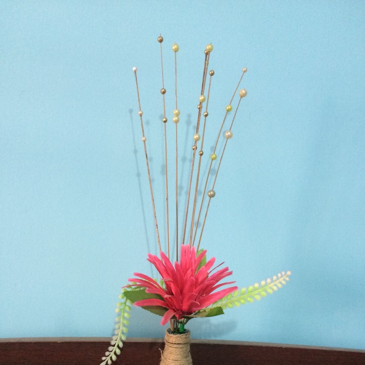 How to make decorative pearls sticks for flower vase | How to decorate rope vases.