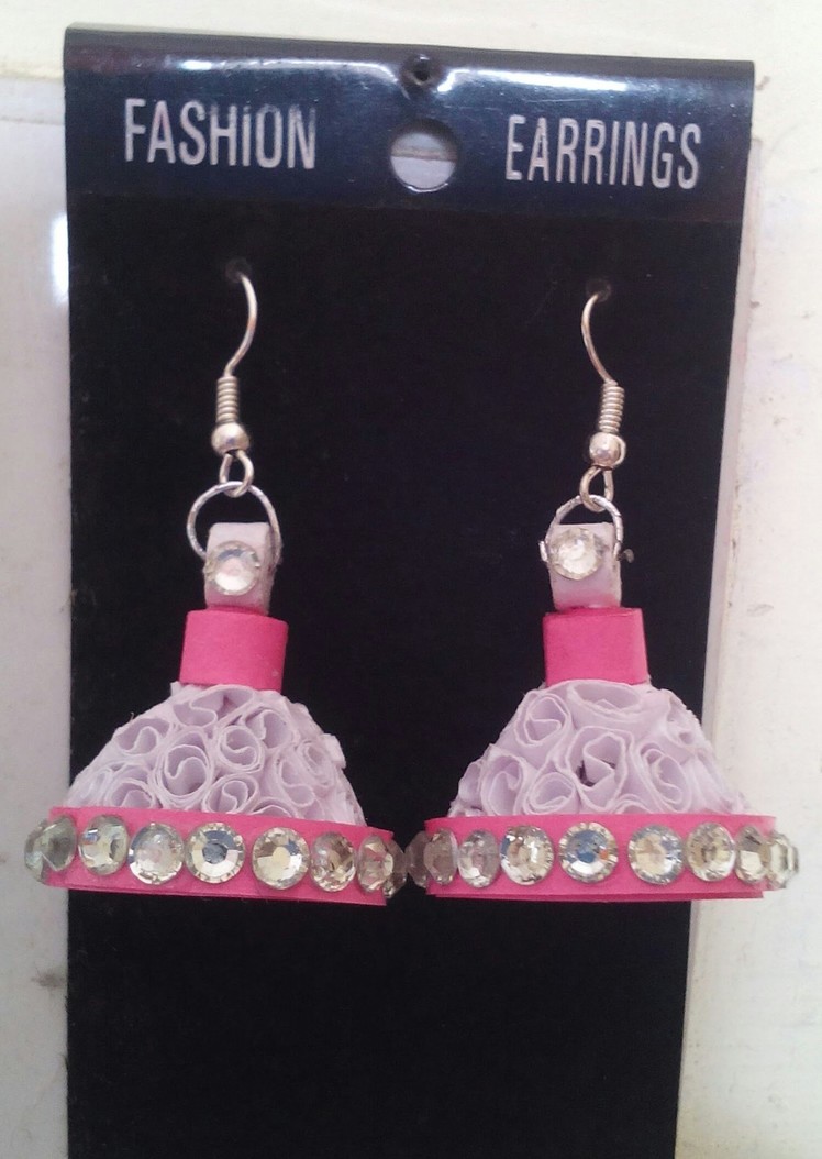 How to make paper quilling earrings.jhumkas