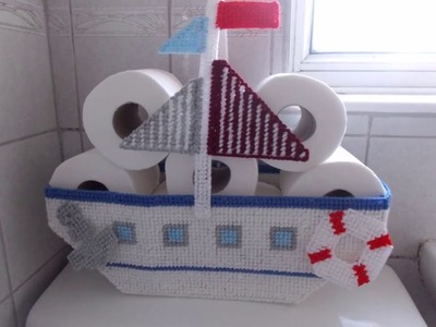 How to make Plastic Canvas Boat Toilet Roll Basket