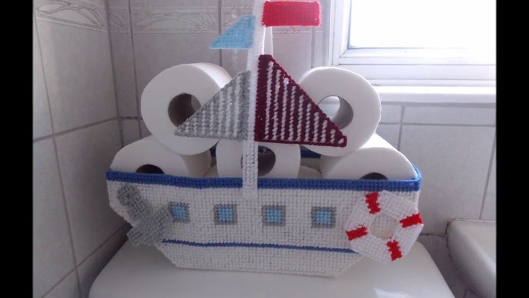 How to make Plastic Canvas Boat Toilet Roll Basket