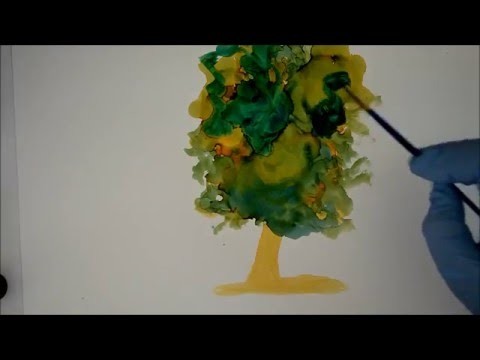 How to Paint a Tree using Alcohol Ink on Yupo -  Create Texture and blend Inks