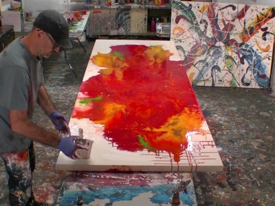 How to Paint Large Abstract Fluid Artworks Demo Art Lesson Ideas