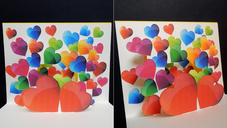 Pop up card (heart surprise) - learn how to make a greeting card with bursting hearts - EzyCraft