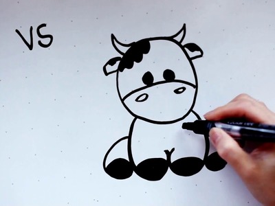 17: Kids' Tutorial -  How to Draw a Cute Cow in 3 Min - Simple, Easy & Fun | Vivi Santoso