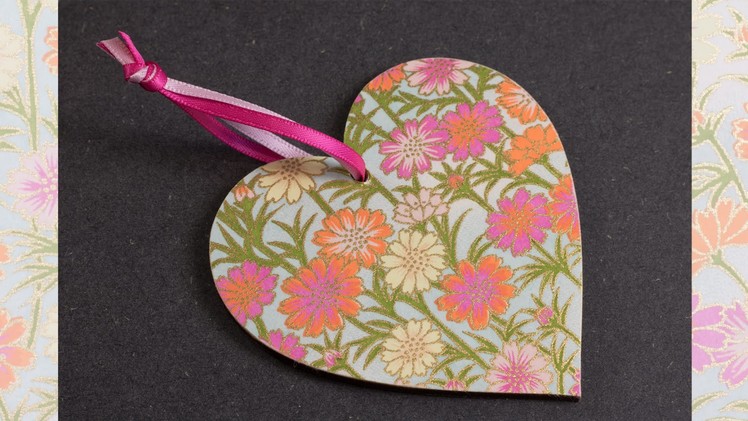 How to Decoupage a Wooden Heart using Chiyogami Paper