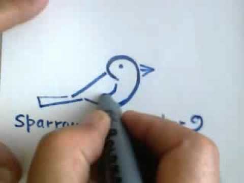 How to draw a sparrow with number 9