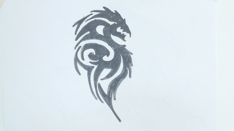 How to draw dragon tribal tattoo