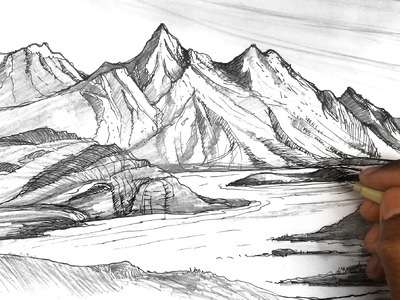 How to draw mountains | Mountain sketches