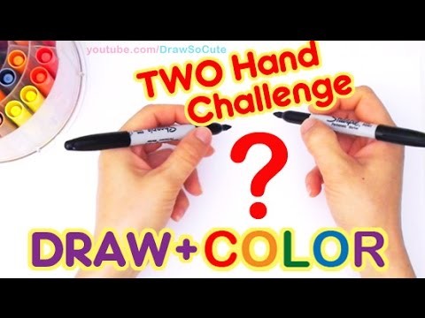 How to Draw So Cute Two Hand Drawing + Coloring Challenge FUN