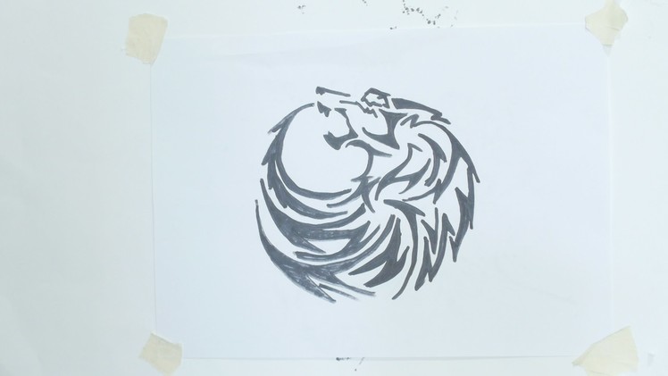 How to draw wolf head tribal tattoo