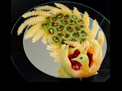 How to make a Peacock with Fruit. Pavão em fruta - By J.Pereira Art Carving Fruits and Vegetables