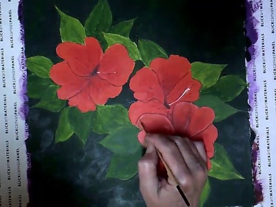 How to Paint Hibiscus Flowers Acrylic painting for beginners on canvas