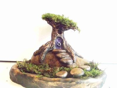 How To Sculpt A Fairy Tree House and Garden In Polymer Clay 4X Speed