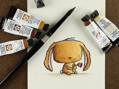 How to watercolor a brown bunny