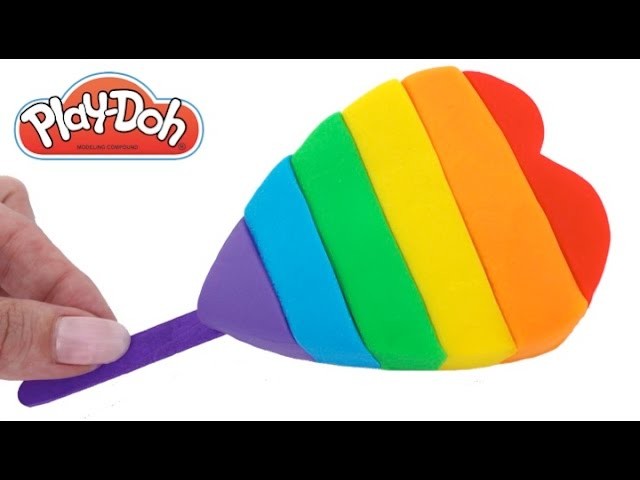 Play Doh How to Make a Giant Rainbow Heart Popsicle DIY RainbowLearning