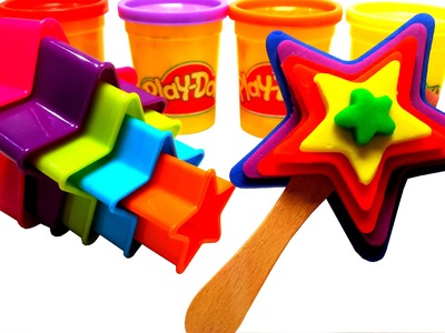 PLAY DOH How To Make Rainbow Star Lollipop Ice Cream