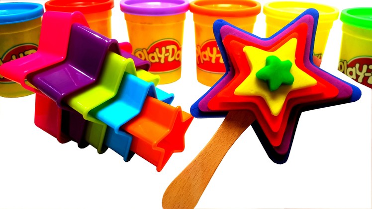 PLAY DOH How To Make Rainbow Star Lollipop Ice Cream