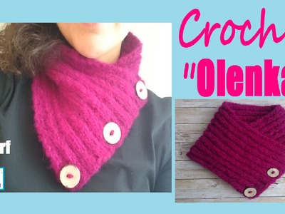 Scarf with buttons knitting "Olenka" Stricken Pattern Free by Maricita Colours in English