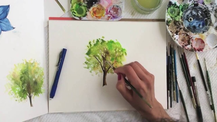 Watercolor tree - how to paint a tree in watercolours