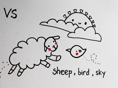 23: Kids' Tutorial - How to Draw a Sheep, Bird, Sky (Cloud & Sun) | Simple & Easy | Vivi Santoso