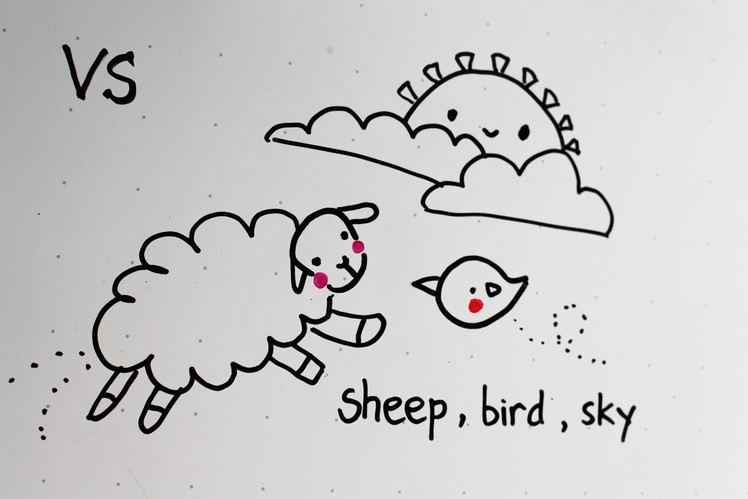 23: Kids' Tutorial - How to Draw a Sheep, Bird, Sky (Cloud & Sun) | Simple & Easy | Vivi Santoso