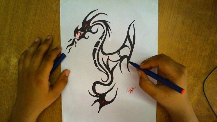 How to Draw a Dragon Tattoo 3D Art Drawing