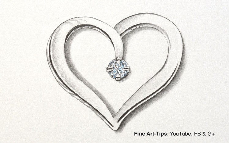 How to Draw a Silver Heart With a Diamond