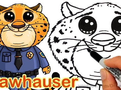 How to Draw Clawhauser from Disney Zootopia Cute step by step