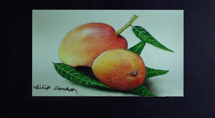 How to draw - mango  - shading with soft pastel & soft pencil