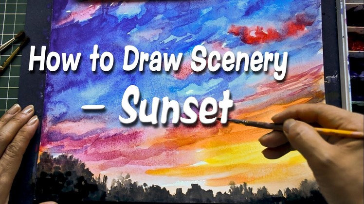 How to Draw Scenery--Sunset