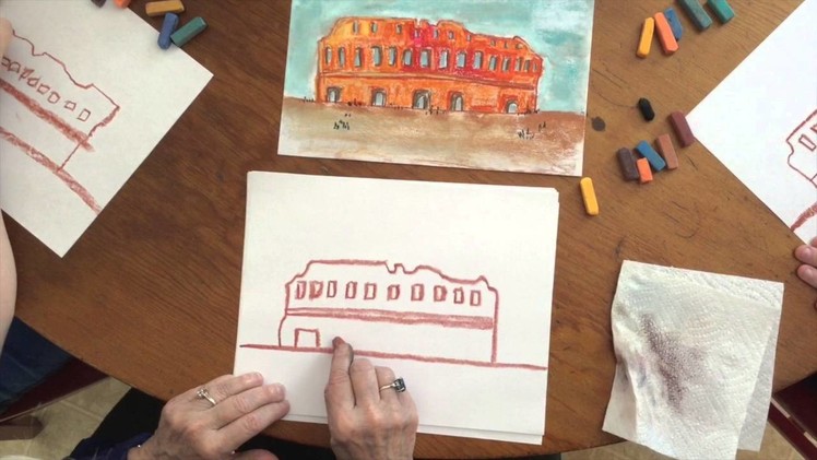 How to draw the Coliseum using Chalk Pastels