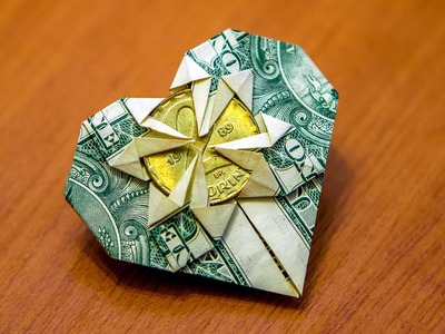 How to fold an origami money heart - tutorial - great gift idea