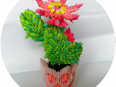 How to make 3D origami paper Cactus (cacto, peyote) Tutorial