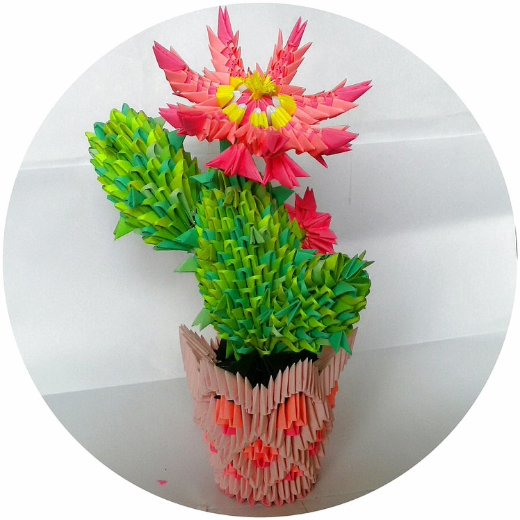 How to make 3D origami paper Cactus (cacto, peyote) Tutorial